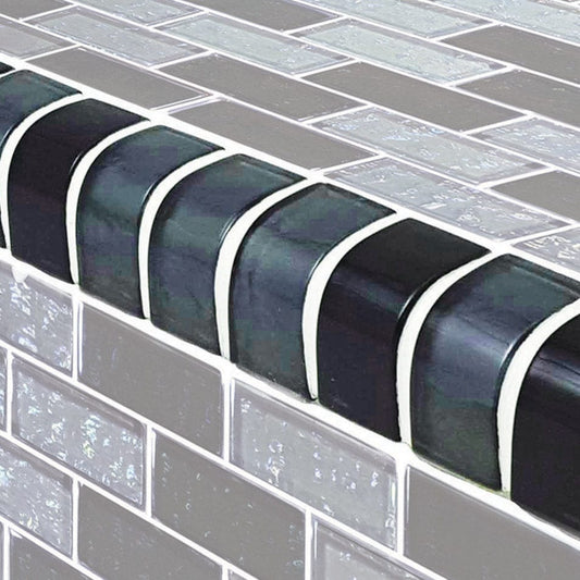 Galaxy Trim Slate Blend 1x2 Glass Tile Ocean Pool Mosaics