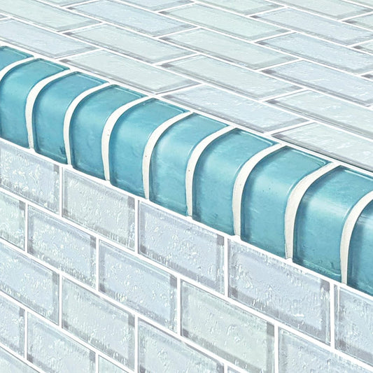 Galaxy Trim Aquamarine Glass Tile Ocean Pool Mosaics