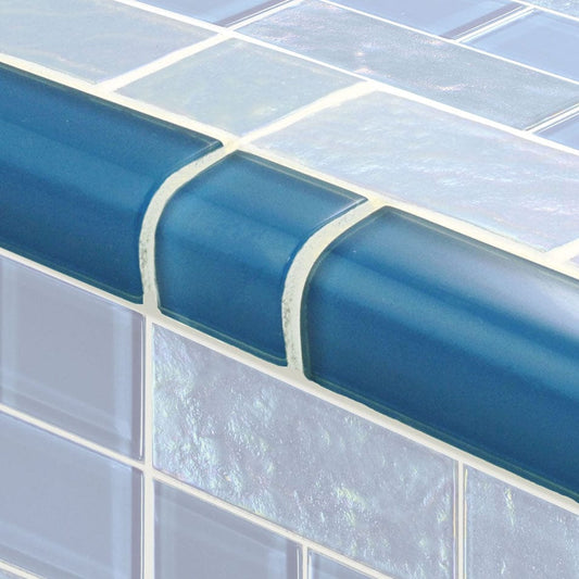 Oceanic Trim Azure Mixed Glossy Glass Tile Ocean Pool Mosaics