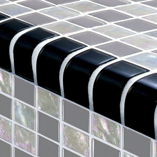 Oceanic Trim Black 1x2 Glossy Glass Tile Ocean Pool Mosaics