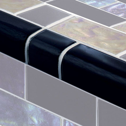 Oceanic Trim Black Mixed Glossy Glass Tile Ocean Pool Mosaics