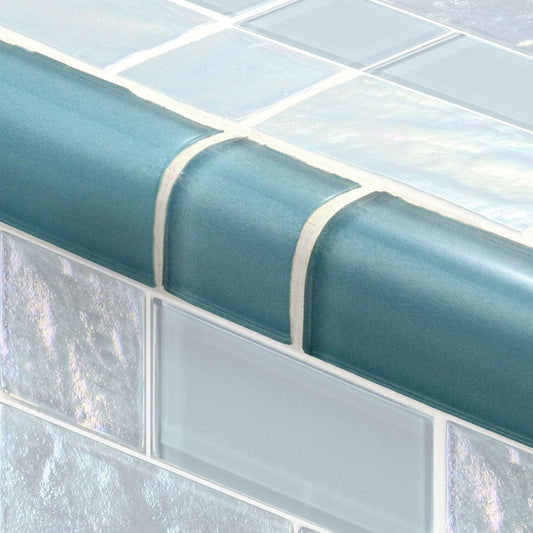 Oceanic Trim Turquoise Mixed Glossy Glass Tile Ocean Pool Mosaics