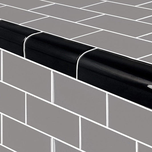 Subway Trim Black Glossy Glass Tile Ocean Pool Mosaics