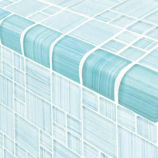 Watercolors Trim Seafoam Blend 2x2 Glossy Glass Tile Ocean Pool Mosaics