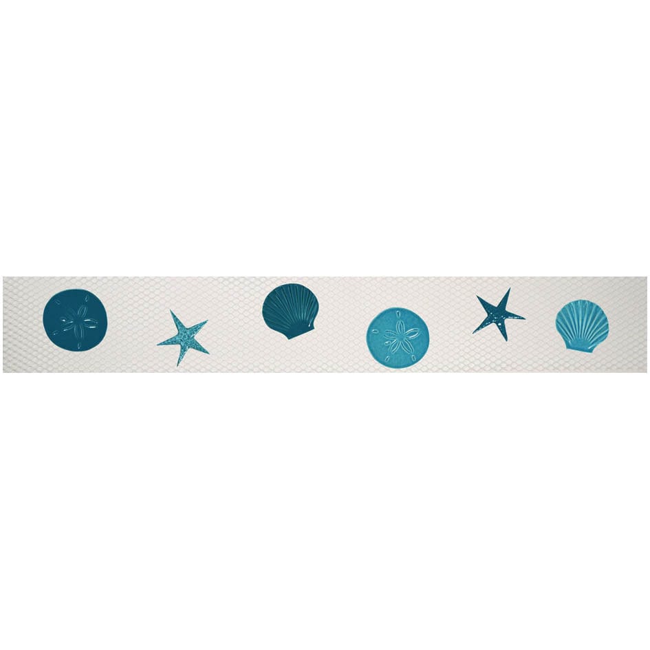 Step Markers Shells Aqua 3x24 Porcelain Mosaics Pool Tile Ocean Pool Mosaics