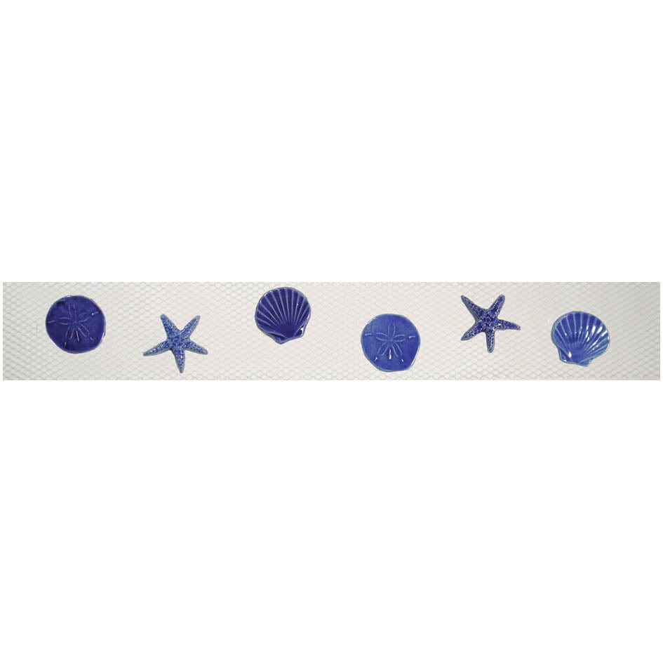 Step Markers Shells Blue 3x24 Porcelain Mosaics Pool Tile Ocean Pool Mosaics