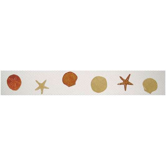 Step Markers Shells Tan 3x24 Porcelain Mosaics Pool Tile Ocean Pool Mosaics