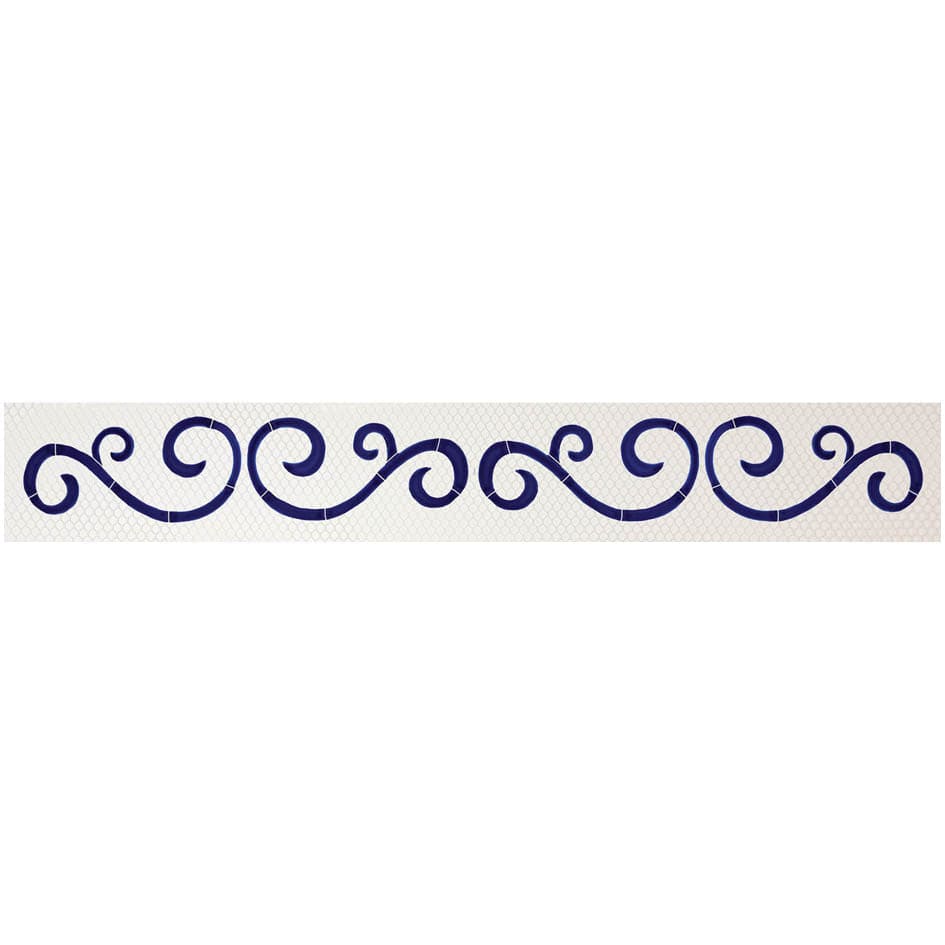 Step Markers Swirls Blue 3x24 Porcelain Mosaics Pool Tile Ocean Pool Mosaics