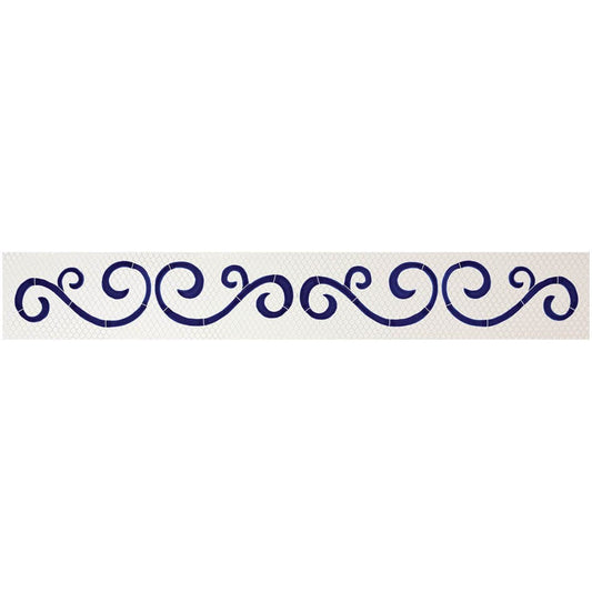 Step Markers Swirls Blue 3x24 Porcelain Mosaics Pool Tile Ocean Pool Mosaics