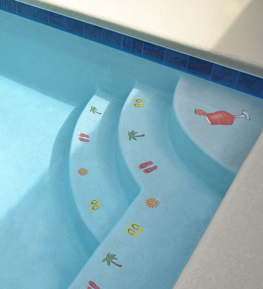 Step Markers Tropical 3x24 Porcelain Mosaics Pool Tile Ocean Pool Mosaics