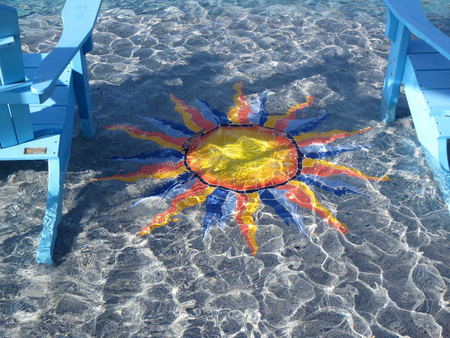 Sun Medallion Orange 48x46 Porcelain Mosaics Pool Tile Ocean Pool Mosaics