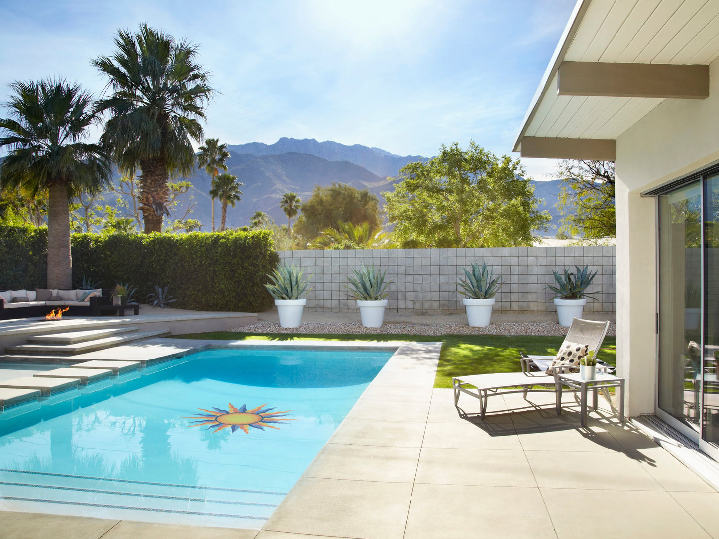 Sun Medallion Orange 48x46 Porcelain Mosaics Pool Tile Ocean Pool Mosaics