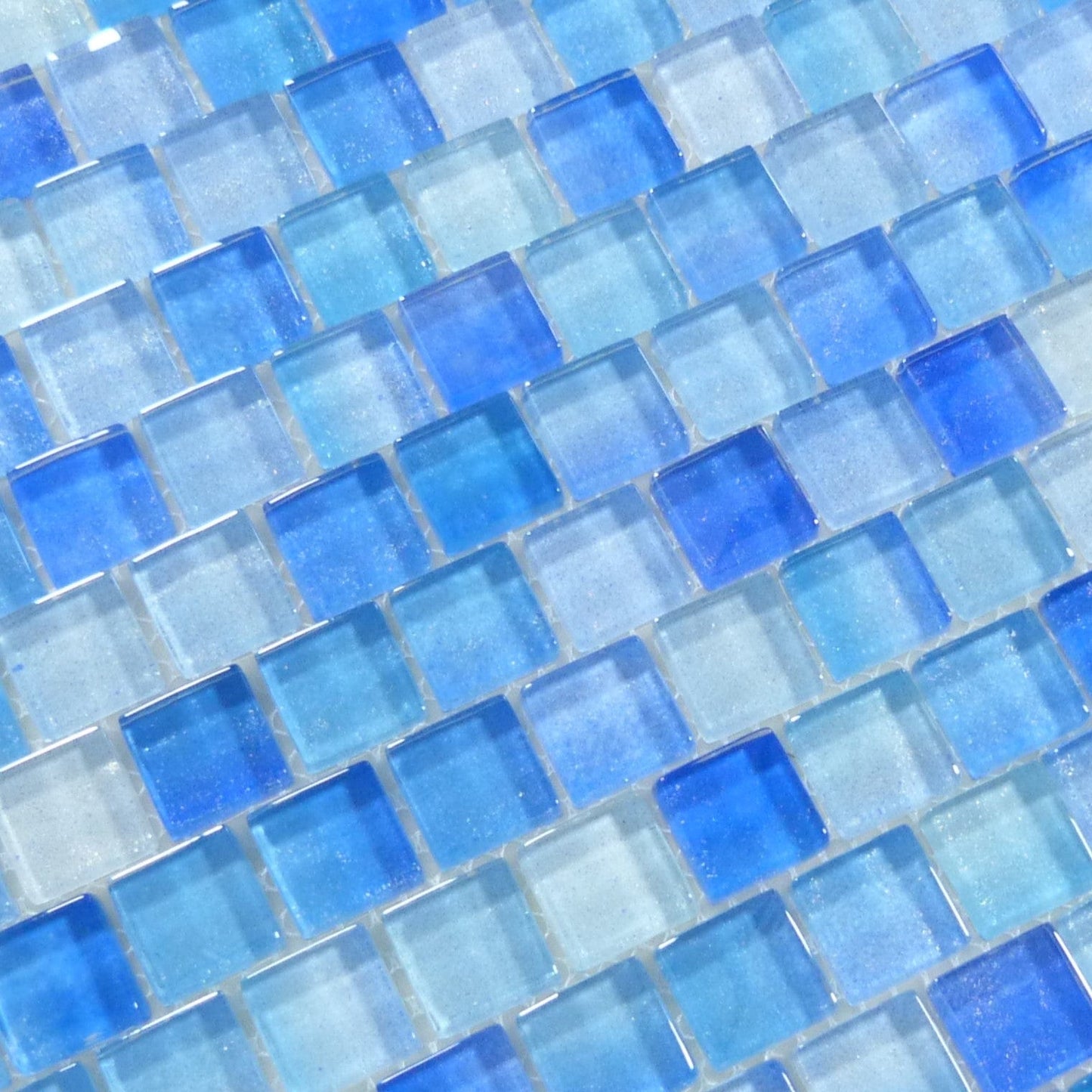Surf Blue 1x1 Offset Glass Tile Ocean Pool Mosaics