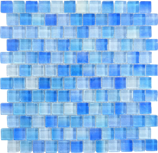 Surf Blue 1x1 Offset Glass Tile Ocean Pool Mosaics