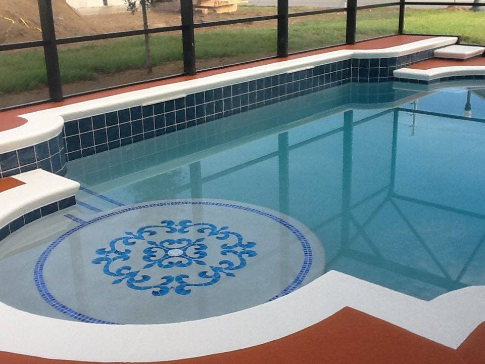 Tuscan Medallion 42x42 Porcelain Mosaics Pool Tile Ocean Pool Mosaics