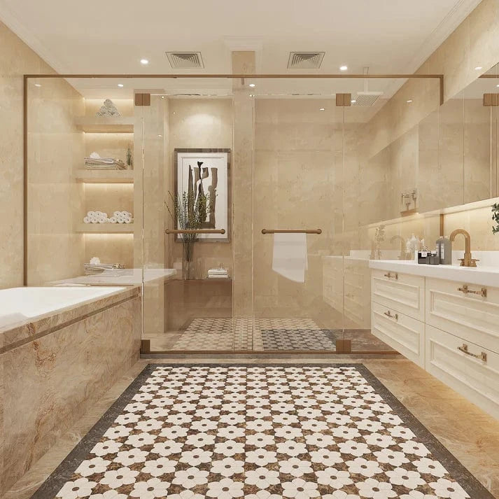 Petal Marble Emperador Dark & Beige Mosaic Stone Tile Pacific Tile