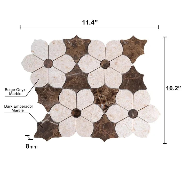 Petal Marble Emperador Dark & Beige Mosaic Stone Tile Pacific Tile