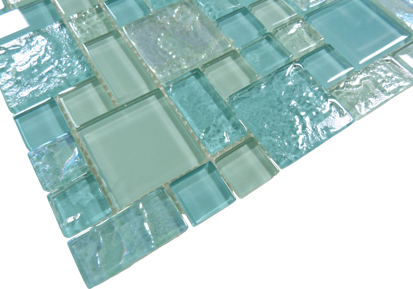 Harmony Aqua Mix Square Glass Tile Quest