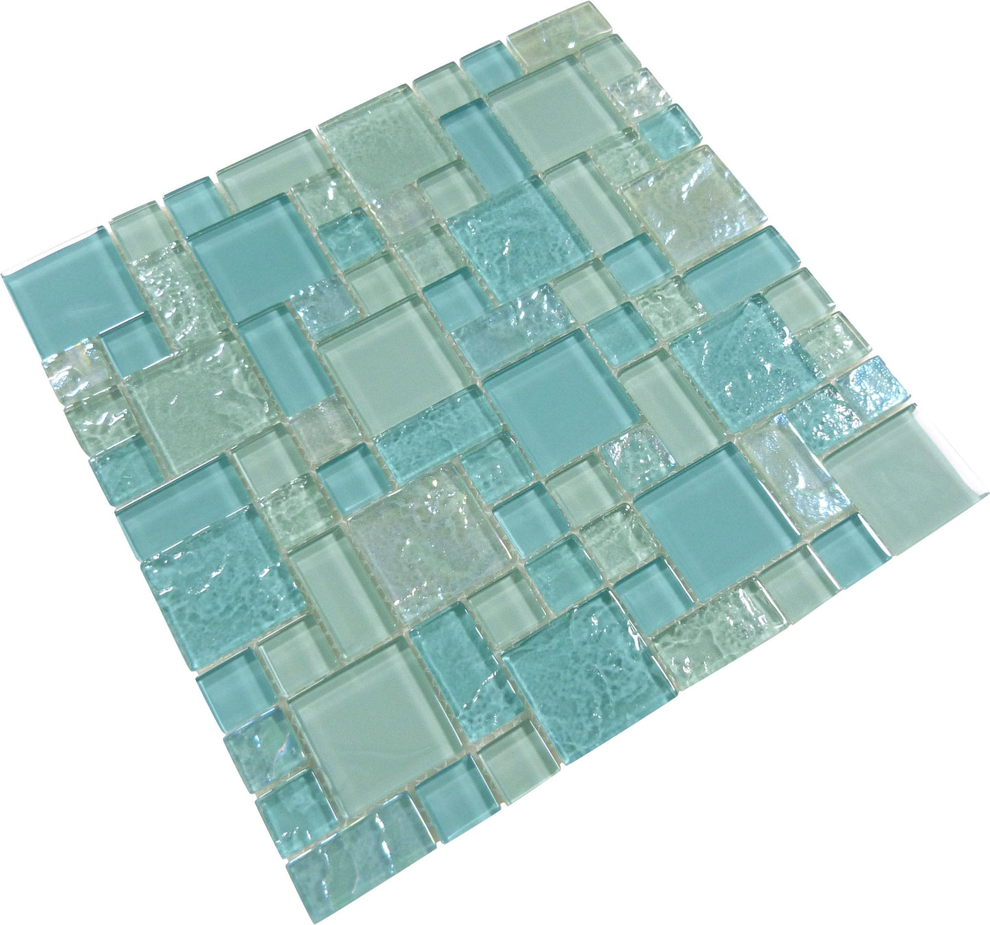 Harmony Aqua Mix Square Glass Tile Quest