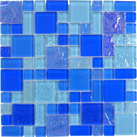 Harmony Blue Mix Square Glass Tile Quest