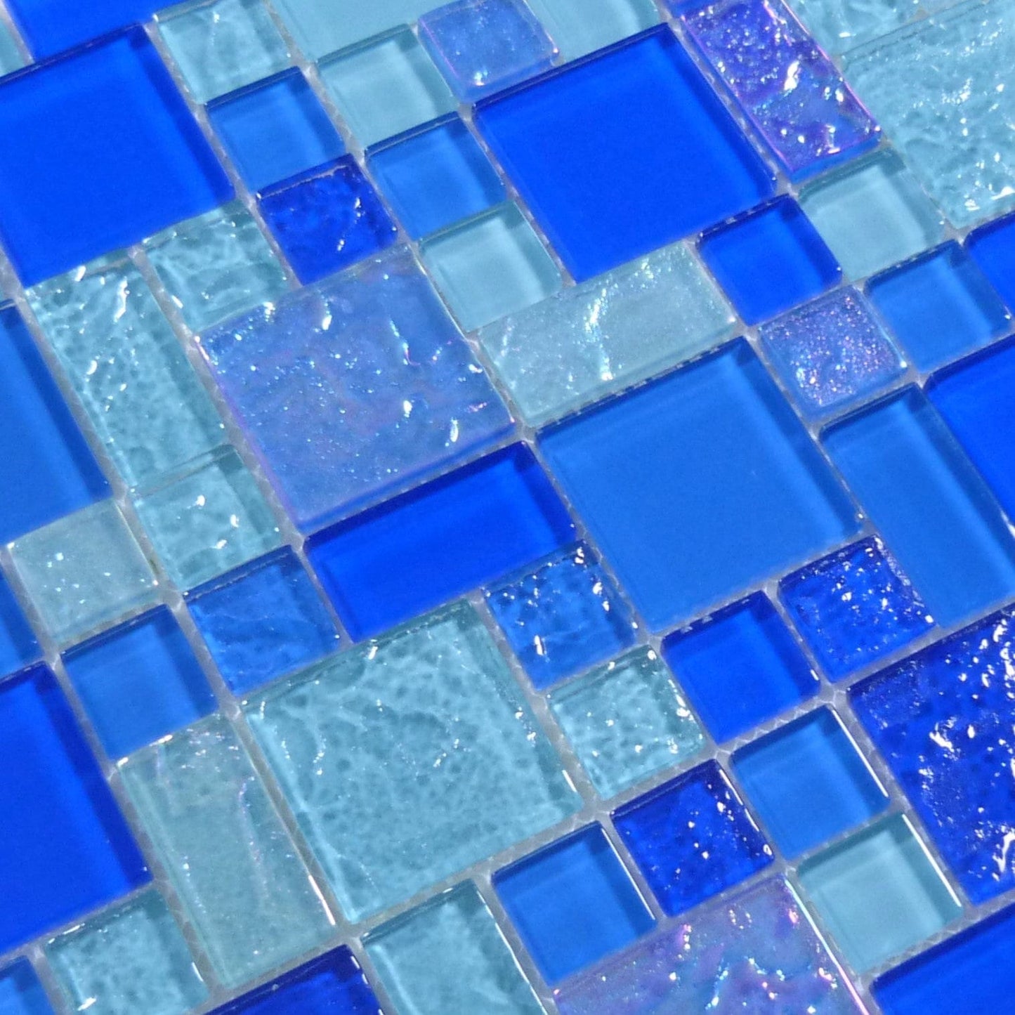 Harmony Blue Mix Square Glass Tile Quest