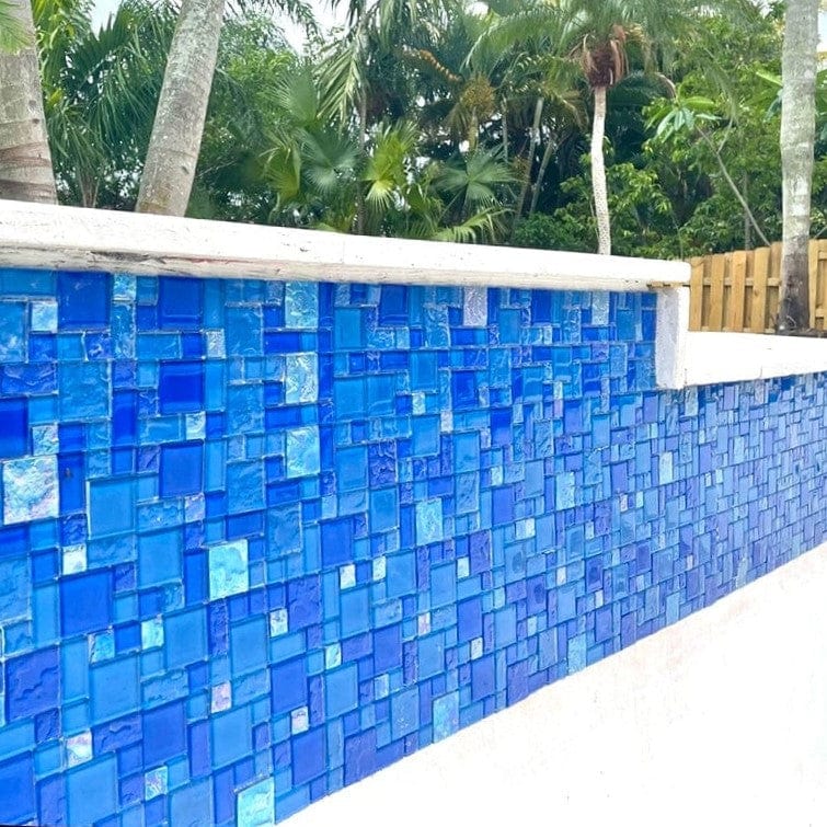 Harmony Dark Blue Mix Square Glass Tile Quest