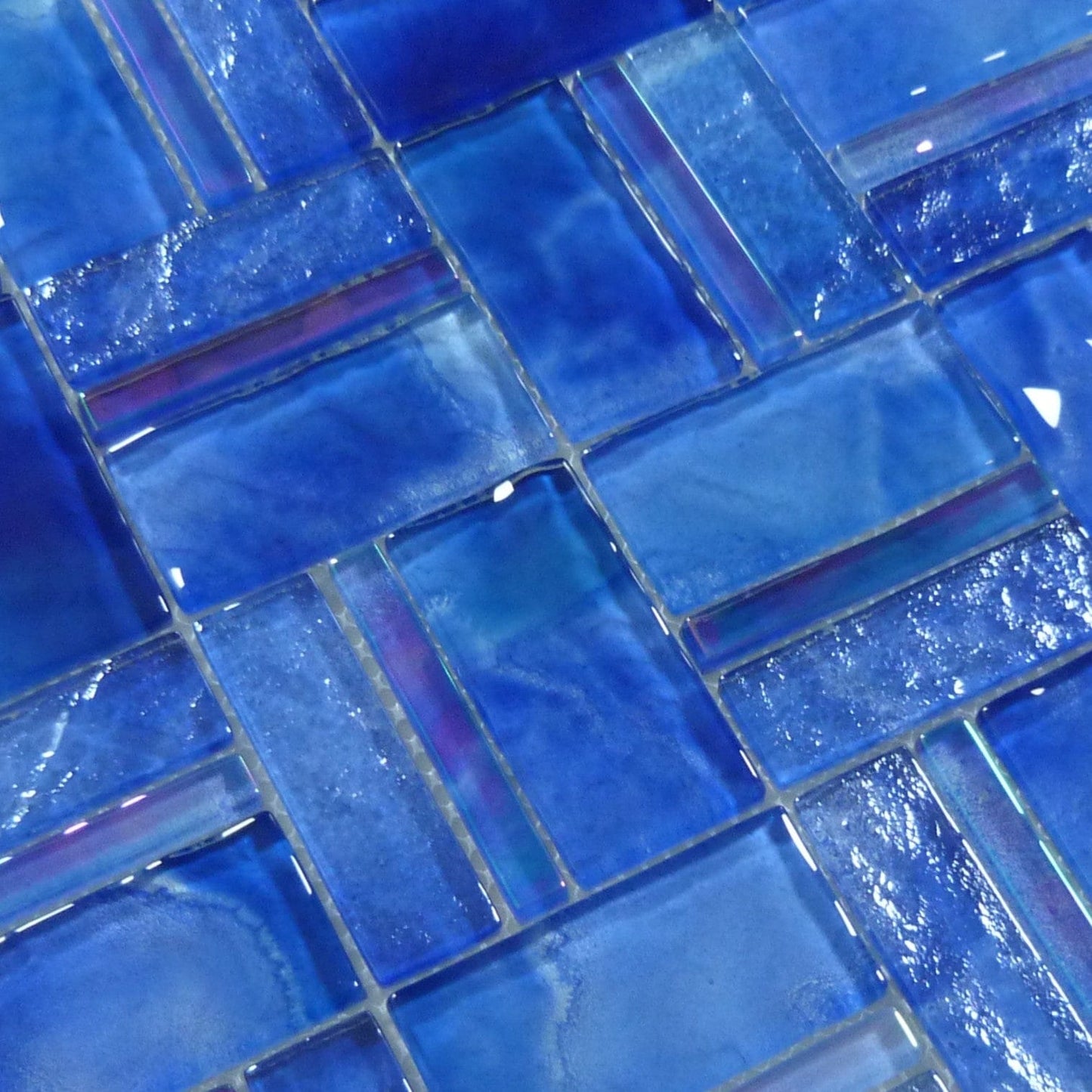 Santorini Electric Blue Mix Glossy Glass Tile Quest