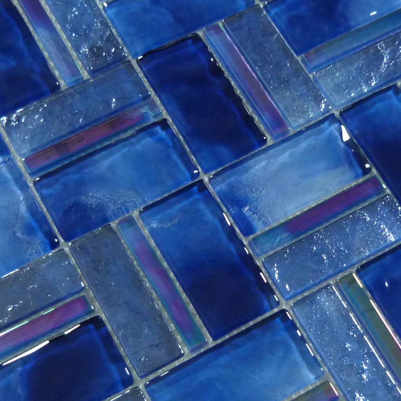 Santorini Midnight Blue Mix Glossy Glass Tile Quest