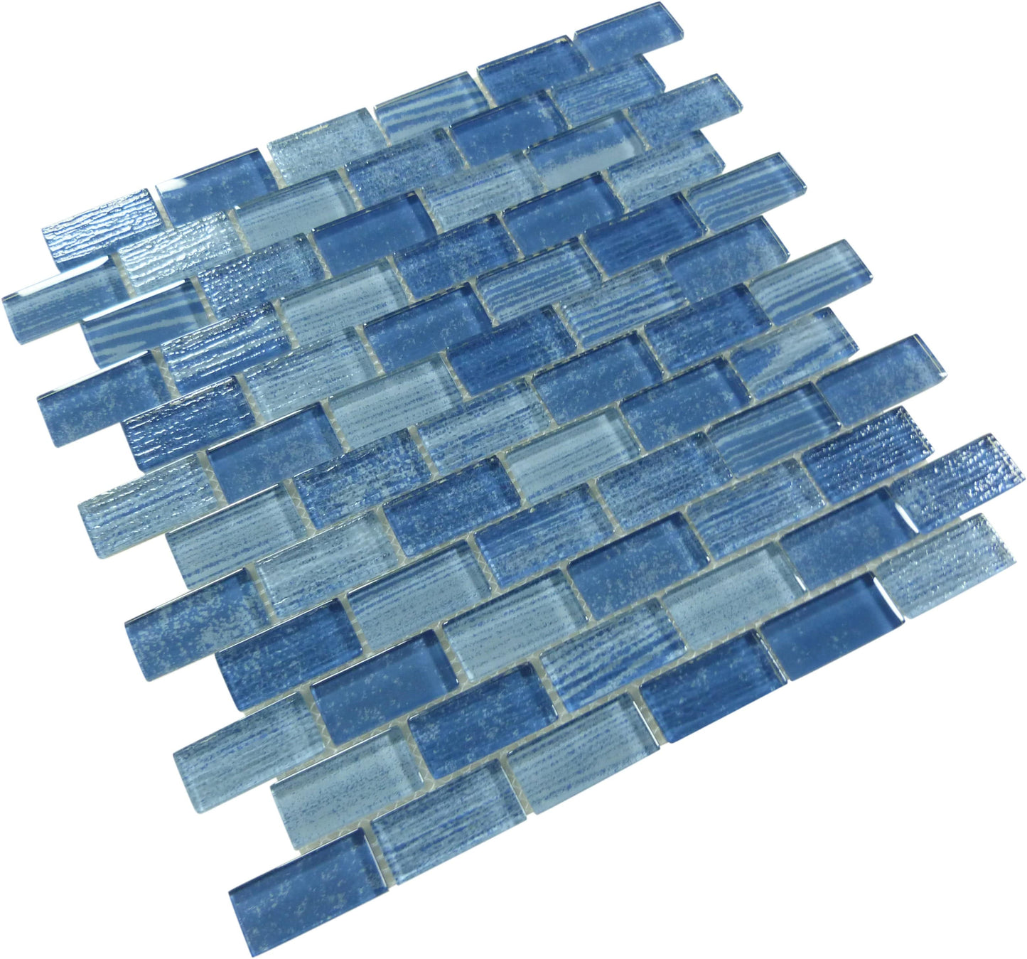 Wave Marine Blue 1x2 Glossy Glass Tile Quest