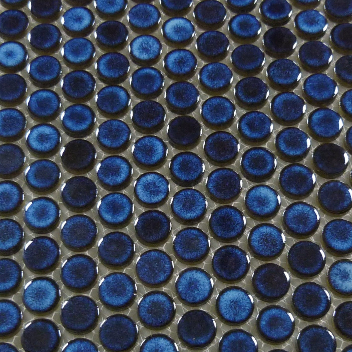Continental Penny Round Royal Blue 3/4" Glossy Porcelain Tile Regency