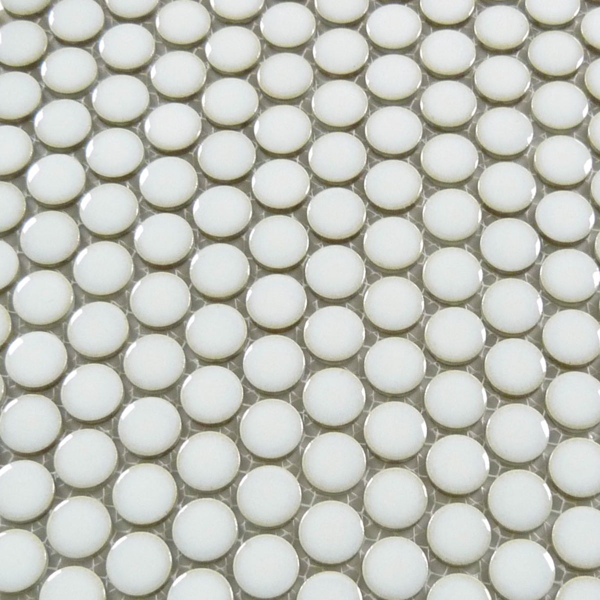 Continental Penny Round White 3/4" Glossy Porcelain Tile Regency