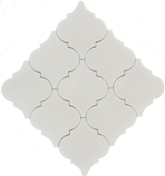 Snowy Arabesque White Matte Porcelain Tile Regency