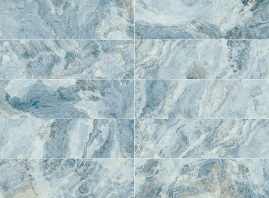 Cloud Aqua 6x20 Glossy Porcelain Tiles Royal Tile & Stone
