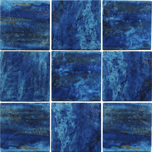 Coral II Blue 6x6 Glossy Porcelain Tile Royal Tile & Stone