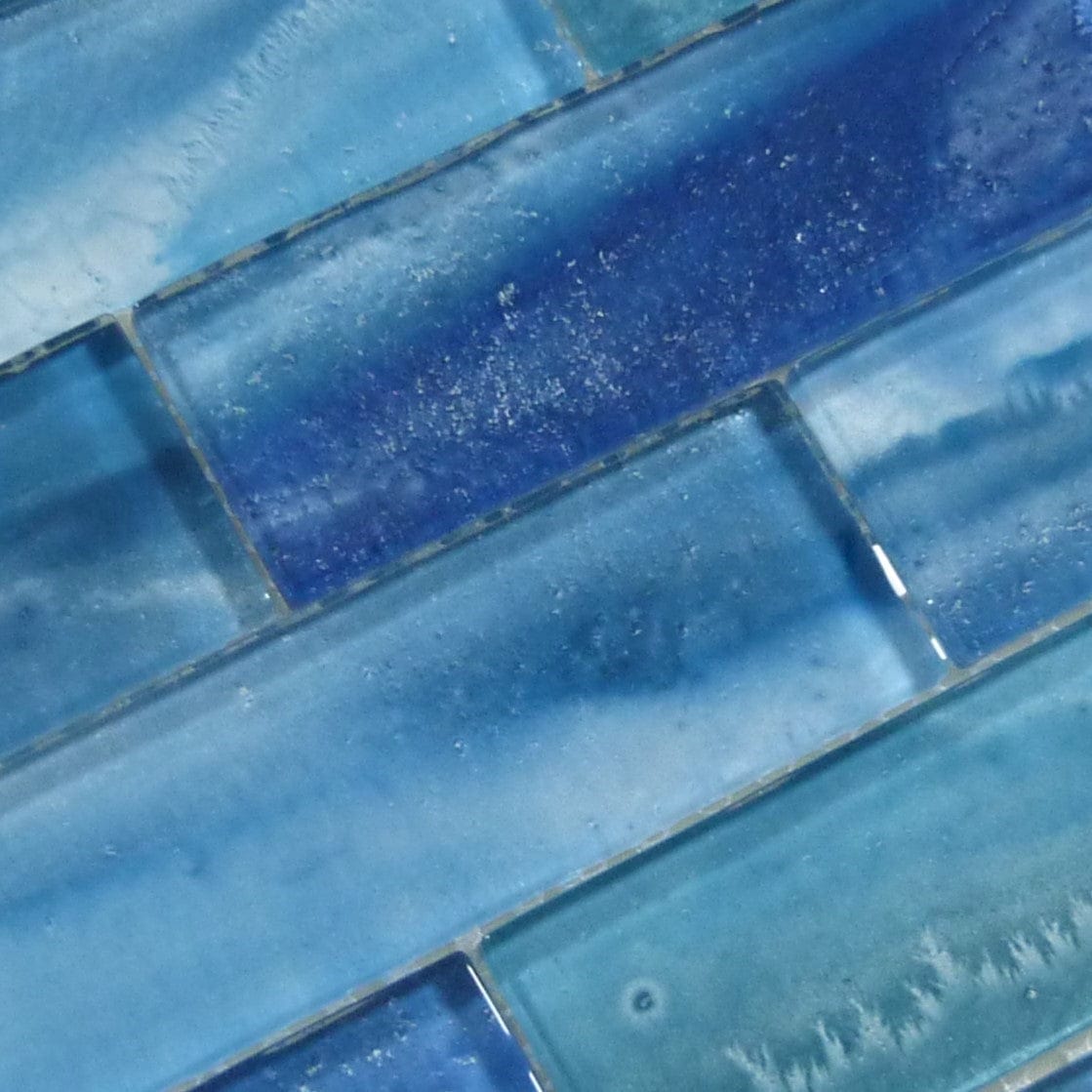 Gemstone Aquamarine 2x6 Mosaic Glass Tile Royal Tile & Stone