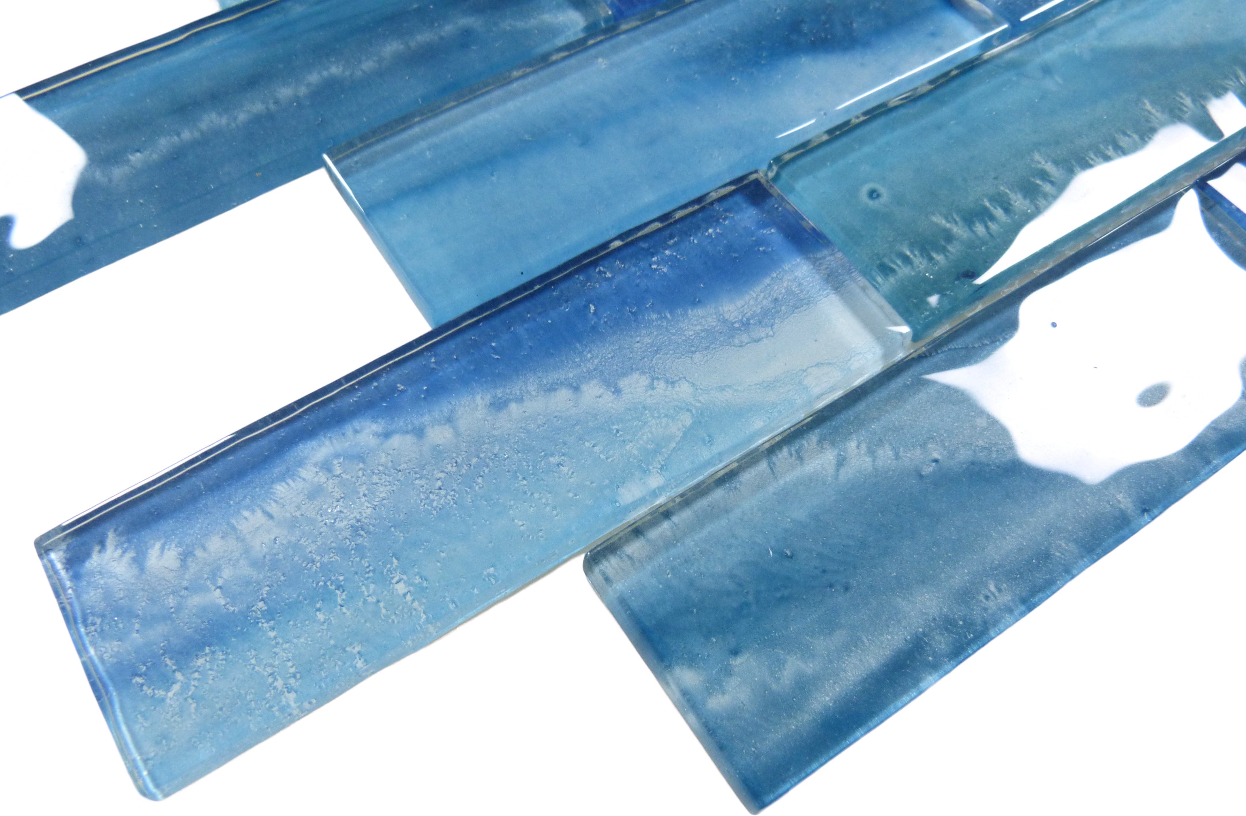 Gemstone Aquamarine 2x6 Mosaic Glass Tile Royal Tile & Stone