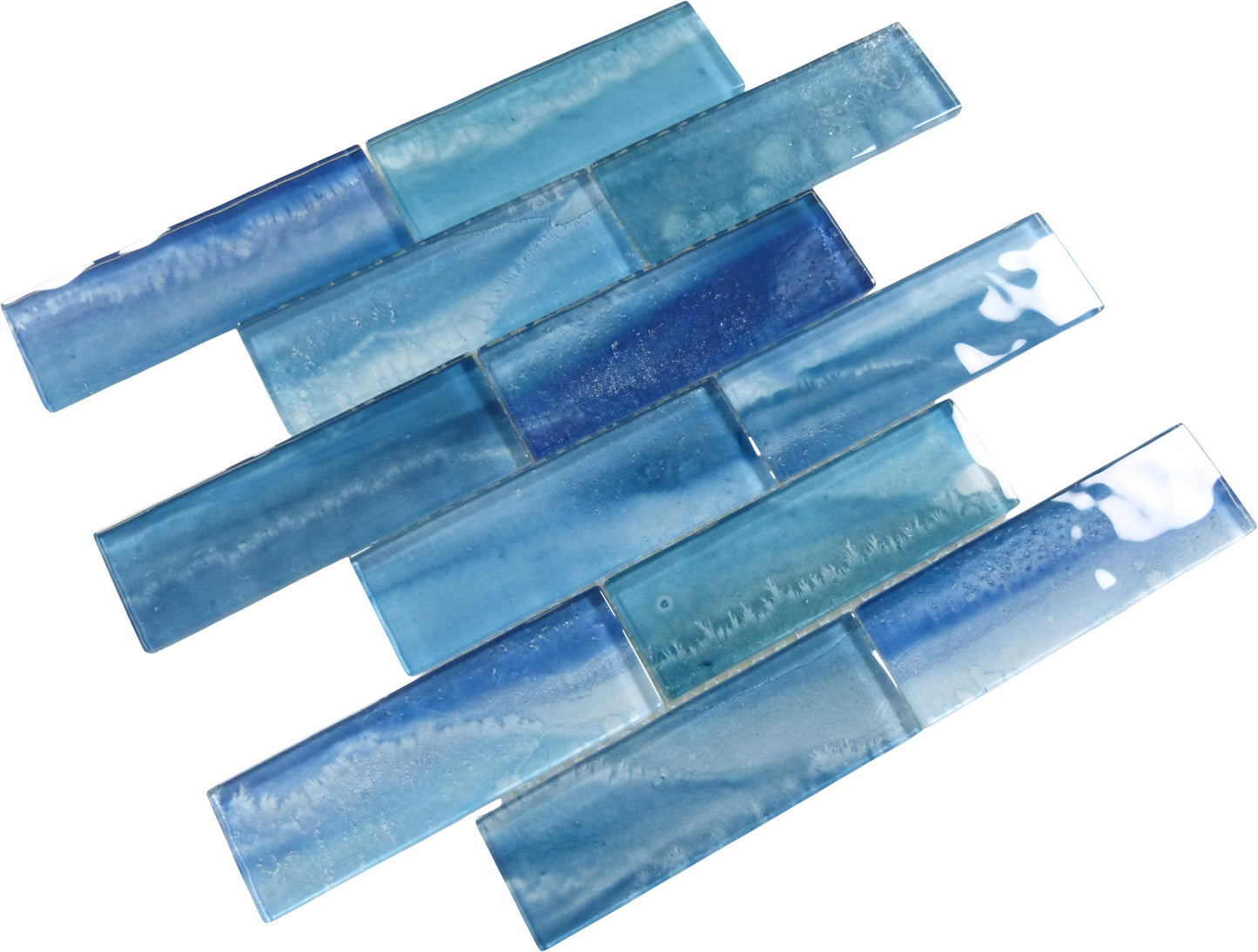 Gemstone Aquamarine 2x6 Mosaic Glass Tile Royal Tile & Stone