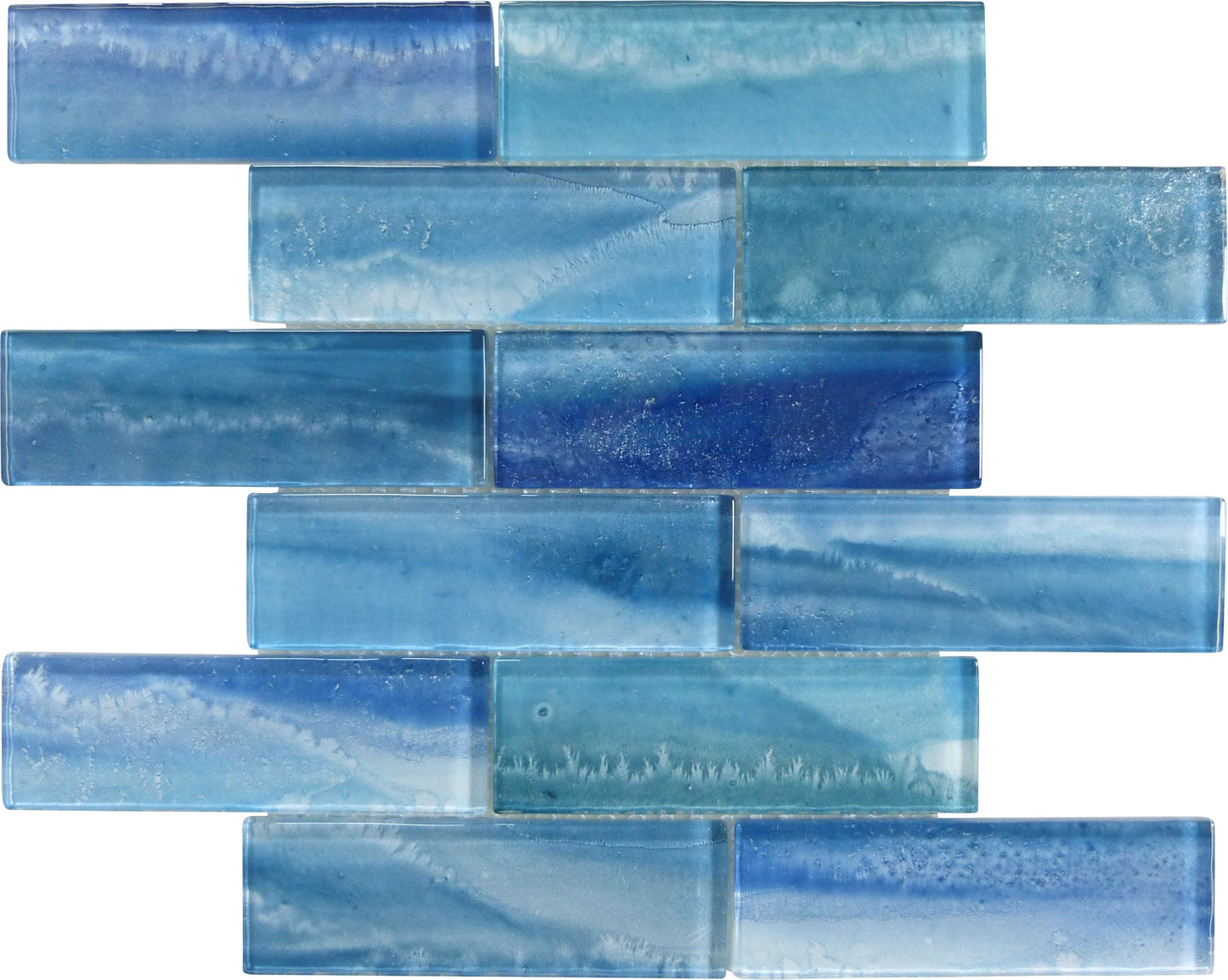 Gemstone Aquamarine 2x6 Mosaic Glass Tile Royal Tile & Stone