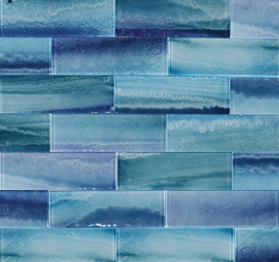 Gemstone Aquamarine 3×9 Glass Field Tile Royal Tile & Stone