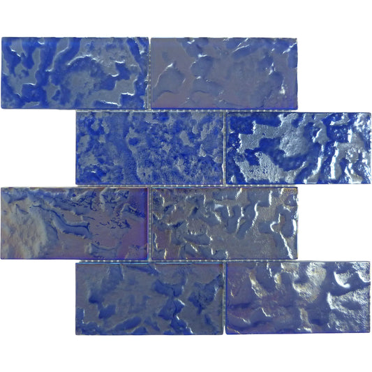 Lightwaves Cobalt Blue 3x6 Rippled Glass Tile Royal Tile & Stone