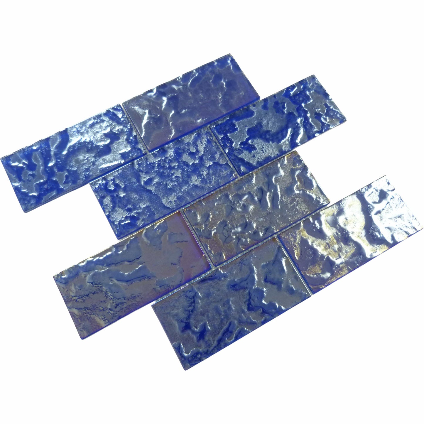 Lightwaves Cobalt Blue 3x6 Rippled Glass Tile Royal Tile & Stone