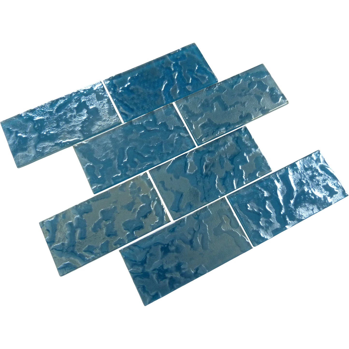 Lightwaves Turquoise 3x6 Rippled Glass Tile Royal Tile & Stone