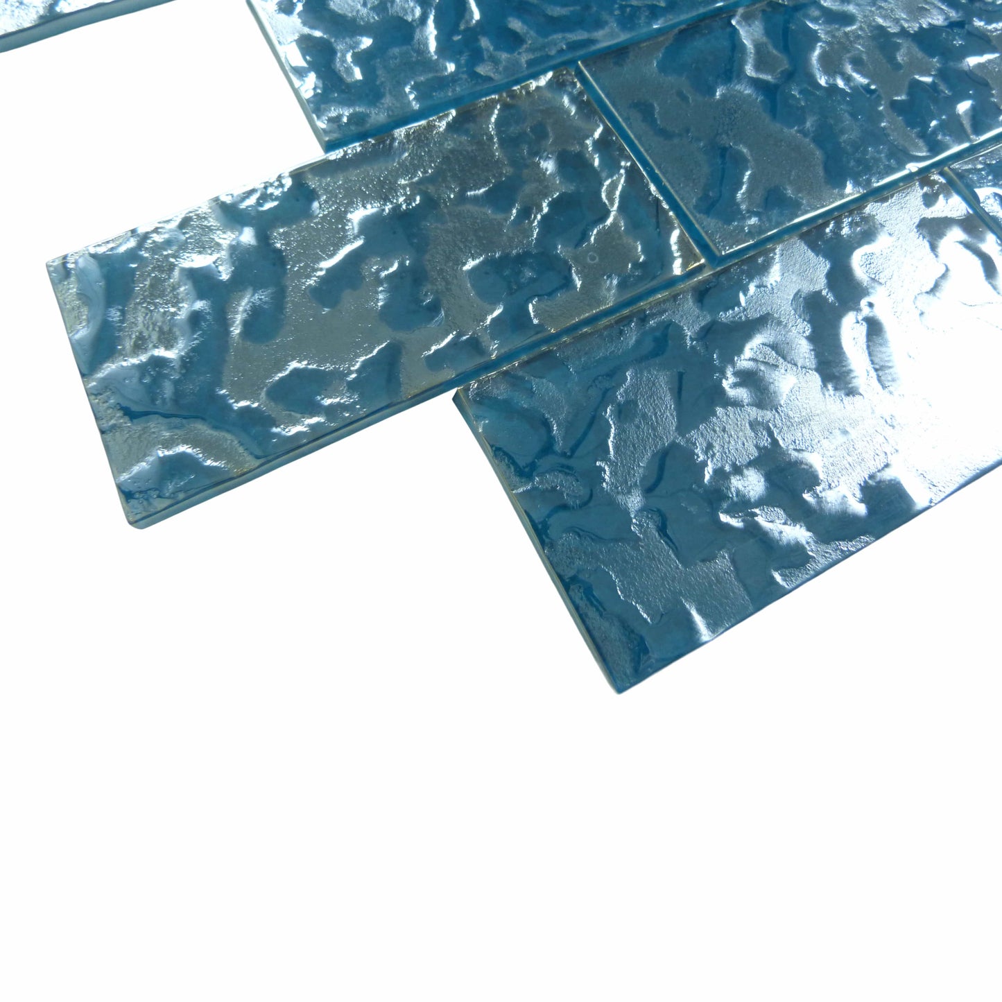 Lightwaves Turquoise 3x6 Rippled Glass Tile Royal Tile & Stone