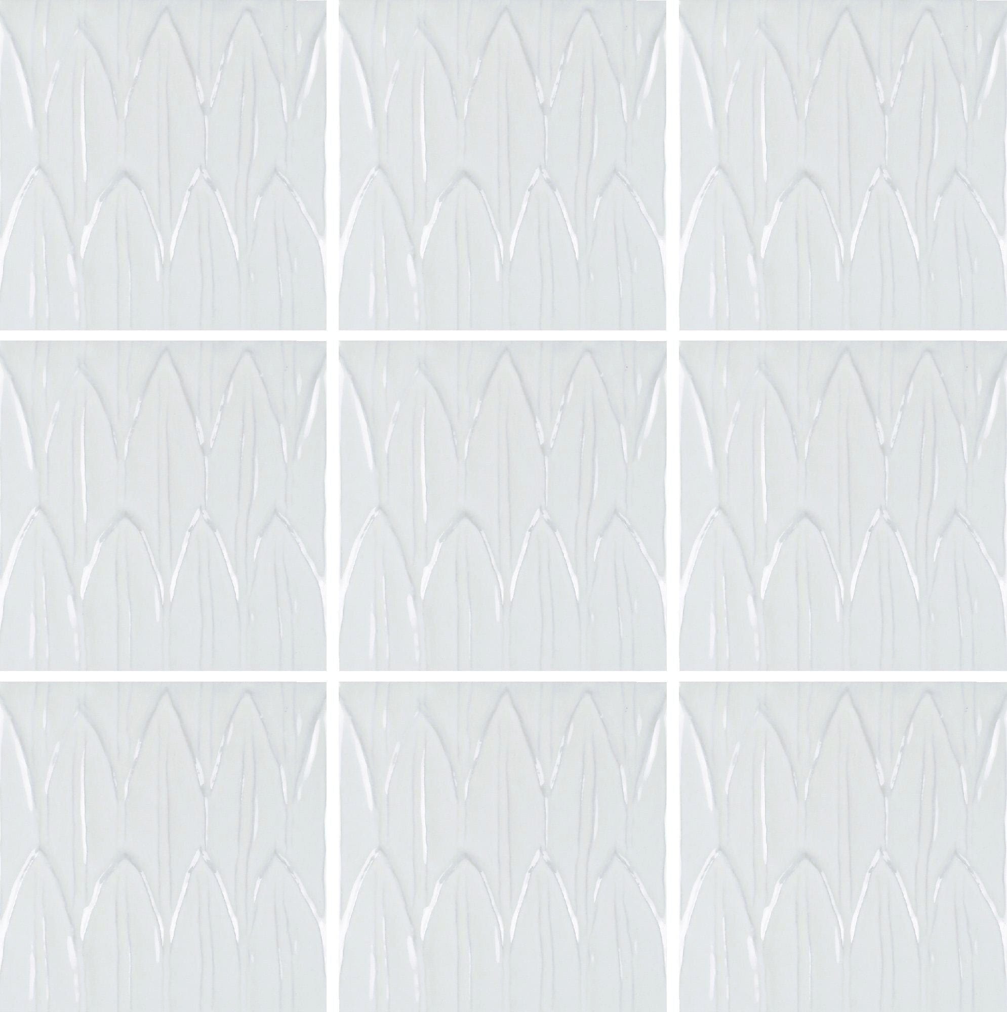 Sol Bianco Deco Foglia 6×6 Glossy Porcelain Tile Royal Tile & Stone