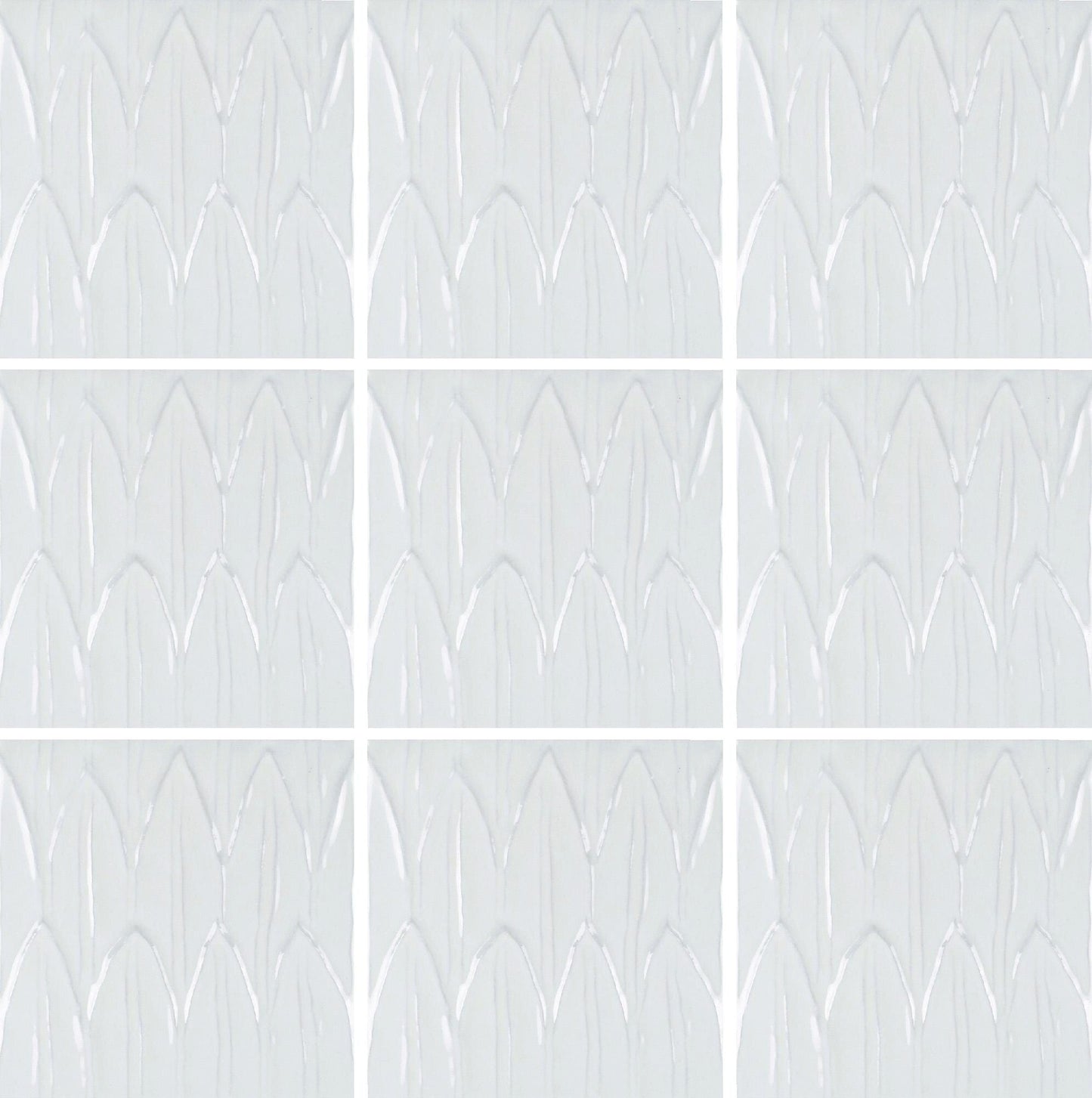 Sol Bianco Deco Foglia 6×6 Glossy Porcelain Tile Royal Tile & Stone