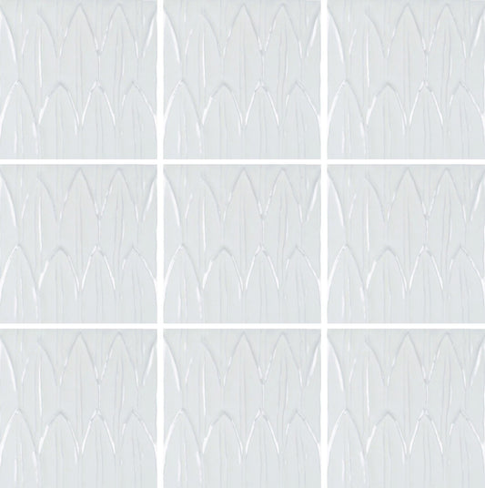 Sol Bianco Deco Foglia 6×6 Glossy Porcelain Tile Royal Tile & Stone
