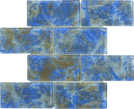 Stratos Cosmic Blue 3x6 Glossy Glass Tile Royal Tile & Stone