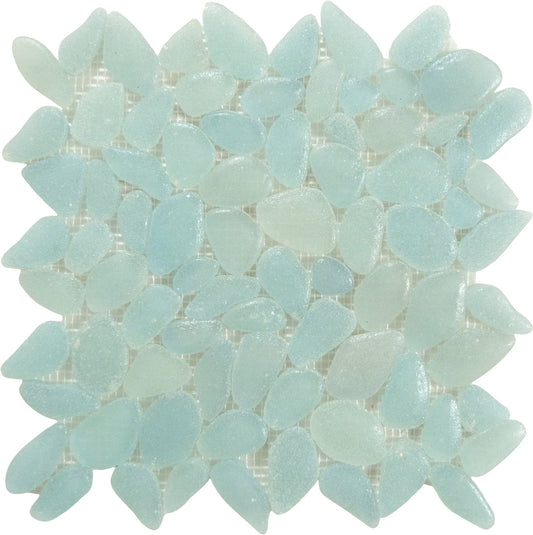 Liquid Rocks Aqua Blue Glass Pebble Tile Royal Tile & Stone