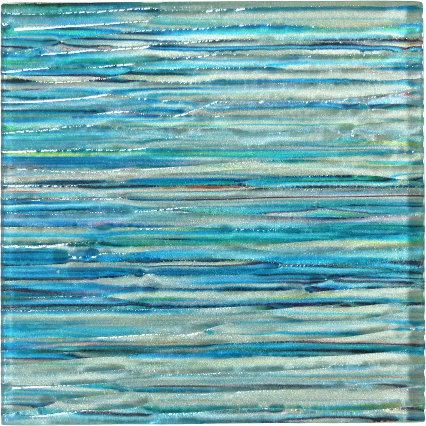 Rainbow Streak Aqua 6x6 Glossy Glass Tile Royal Tile & Stone