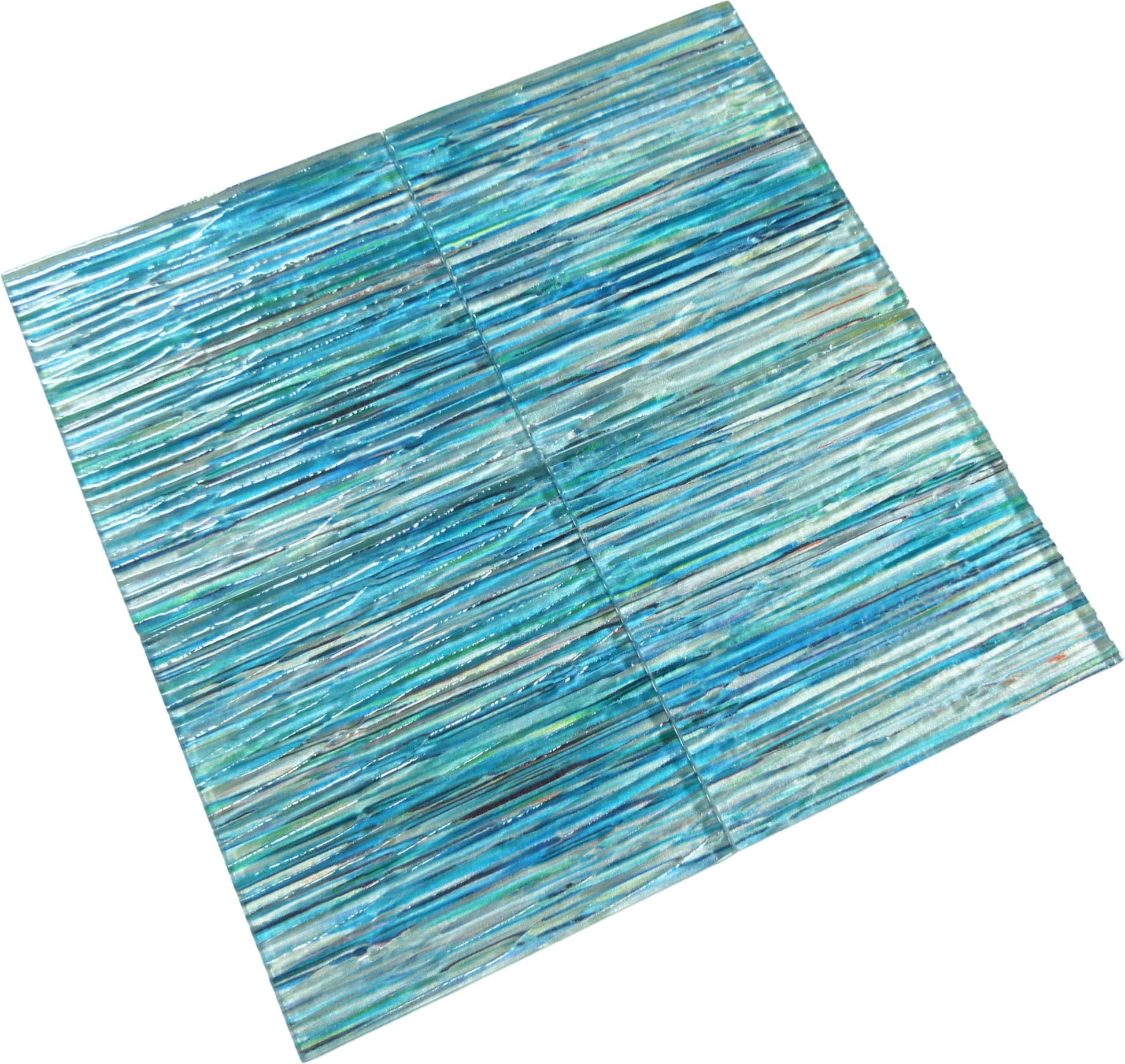 Rainbow Streak Aqua 6x6 Glossy Glass Tile Royal Tile & Stone